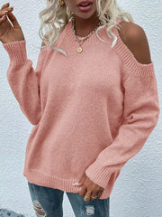 Cold-Shoulder Knit Sweater