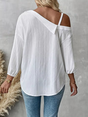 Asymmetrical Cold-Shoulder Button-Up Shirt
