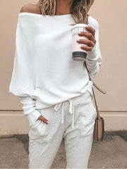 One-Shoulder Ribbed Sweater - Plus Size