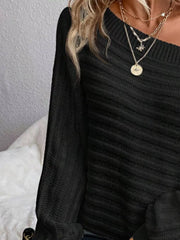 One-Shoulder Rib-Knit Sweater