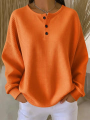 Waffle Knit Half Button Tee - Plus Size