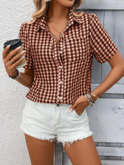 Plaid Button-Up Short-Sleeve Shirt
