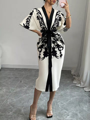 Button-Front Half-Sleeve Dress