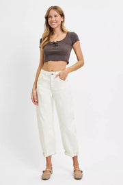 RISEN High-Rise Barrel Cropped Jeans - Plus Size