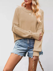 Round-Neck Drop-Shoulder Sweater