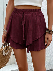Tied Layered High-Waist Shorts
