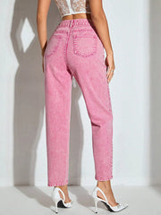 High-Waist Wash Straight-Leg Jeans