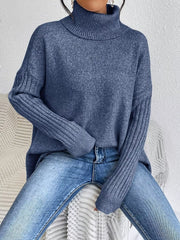 Turtleneck Drop-Shoulder Sweater
