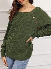 Cable Knit Boat-Neck Sweater
