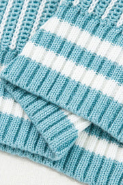 Two Tone Striped Patchwork Drop-Shoulder Relaxed Sweater